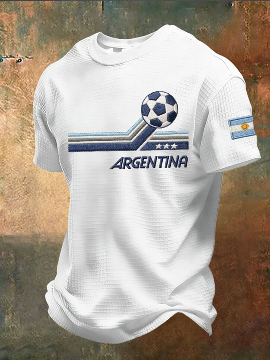 Herren Argentini scher Fußball Waffel Kurzarm