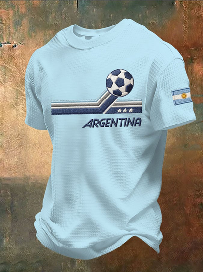 Herren Argentini scher Fußball Waffel Kurzarm