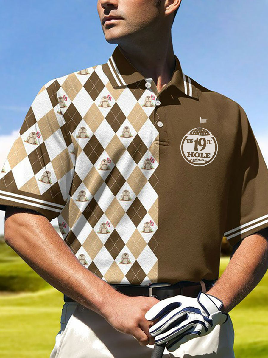 Herren-Golf-Shirt mit Aufdruck The19th Hole