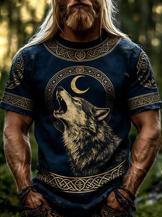 Herren-T-Shirt mit Wikinger-Motiv-Druck