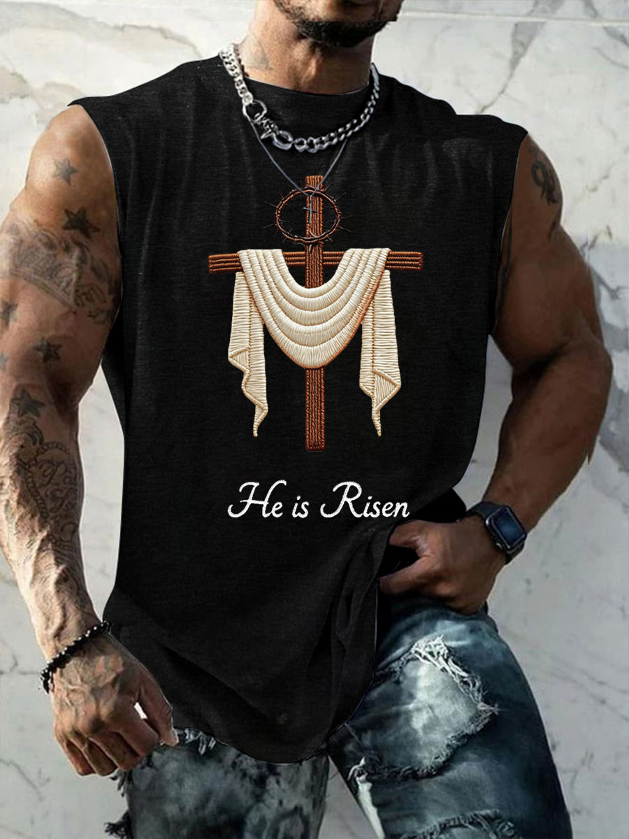 Männer er ist auferstanden Jesus Christian Kreuz druck Tank Top