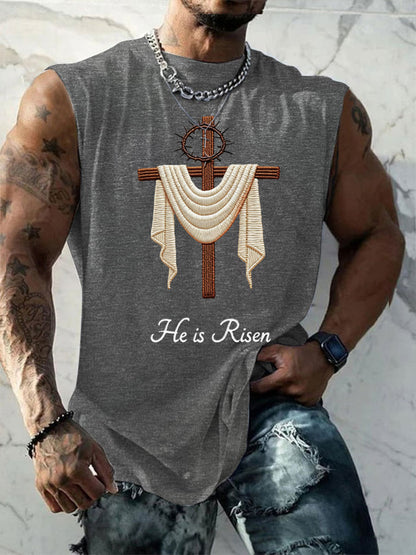 Männer er ist auferstanden Jesus Christian Kreuz druck Tank Top