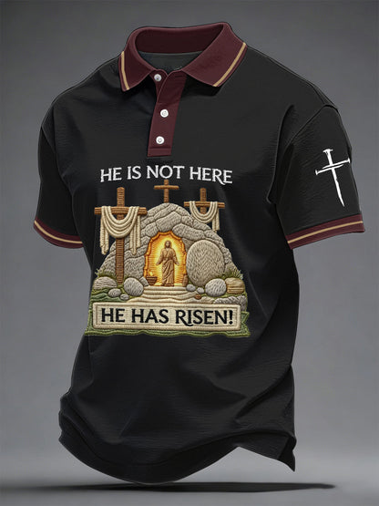 Männer, er ist nicht hier, er ist auferstanden! Jesus Christian Cross Print Casual Polo