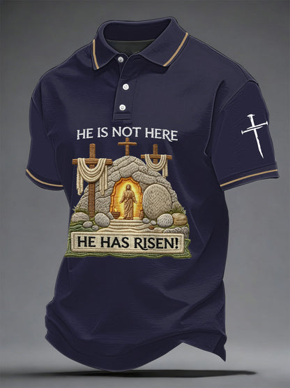 Männer, er ist nicht hier, er ist auferstanden! Jesus Christian Cross Print Casual Polo