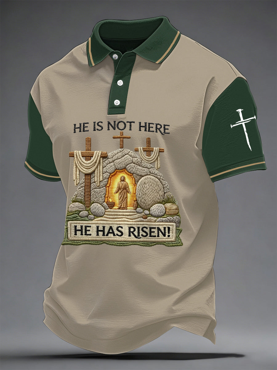 Männer, er ist nicht hier, er ist auferstanden! Jesus Christian Cross Print Casual Polo