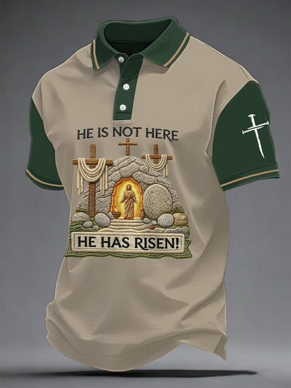 Männer, er ist nicht hier, er ist auferstanden! Jesus Christian Cross Print Casual Polo