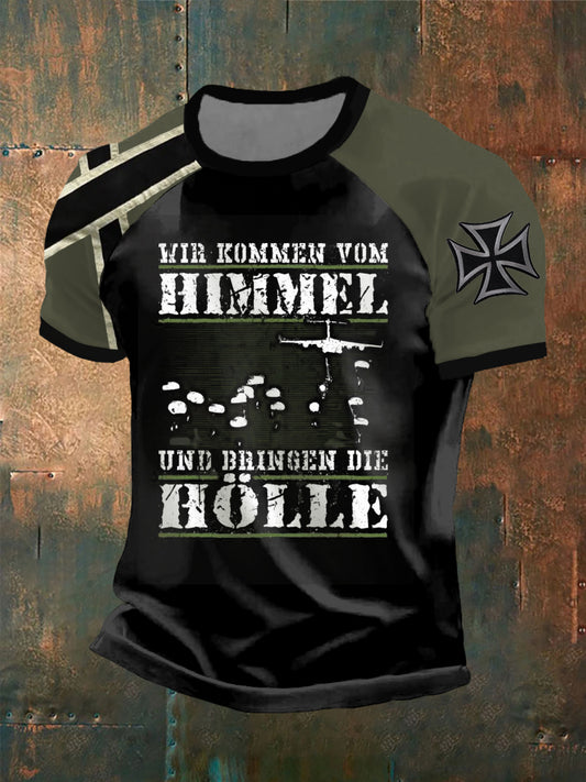 Herren Wir kommen vom Himmel Bedrucktes Kurzarm-T-Shirt