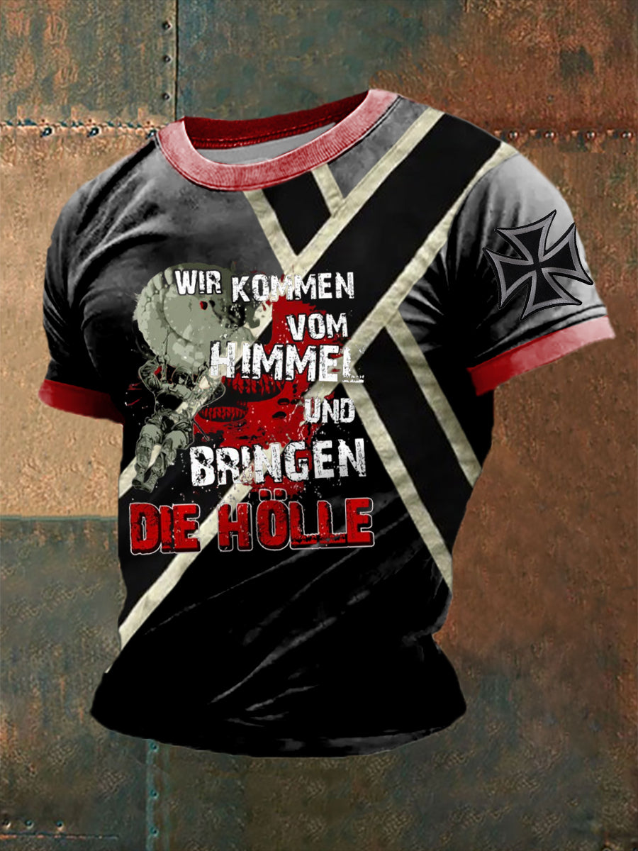 Herren Wir kommen vom Himmel bedrucktes Kurzarm-T-Shirt