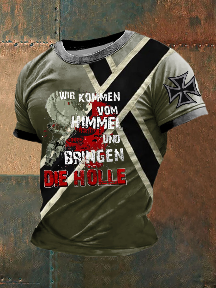 Herren Wir kommen vom Himmel bedrucktes Kurzarm-T-Shirt