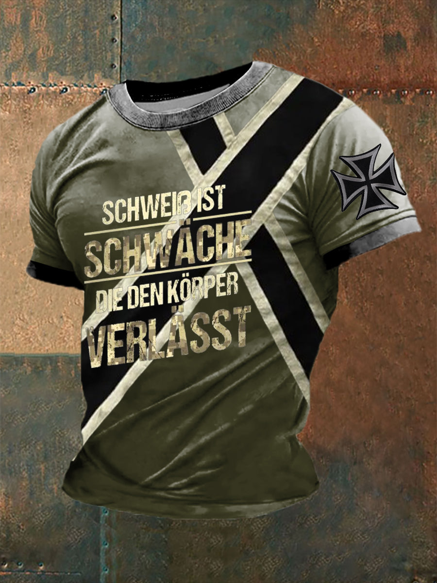 Herren-Schweiß ist Schwäche bedrucktes Kurzarm-T-Shirt