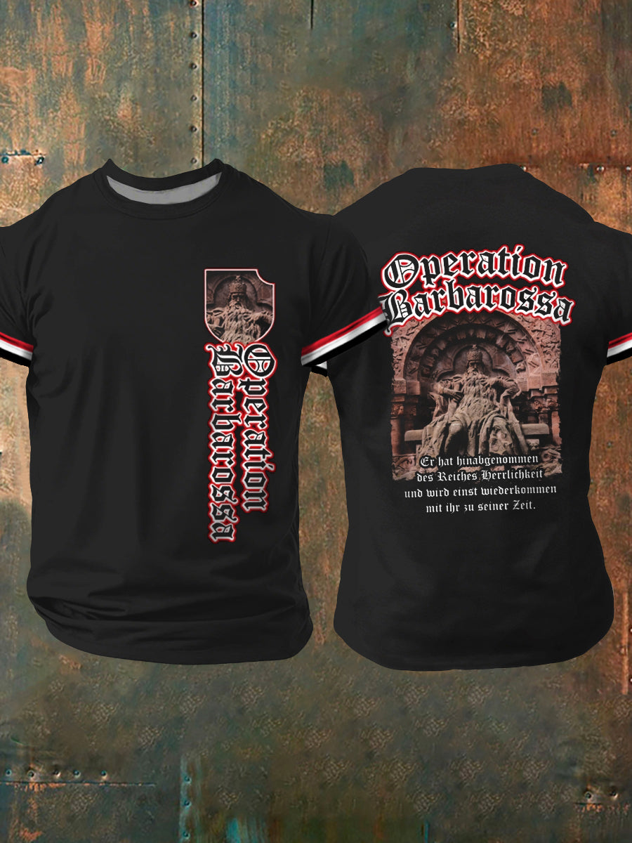 Herren-T-Shirt mit Druck „Operation Barbarossa“ und kurzen Ärmeln