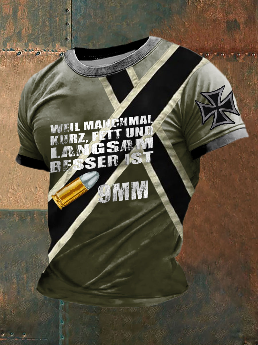 9mm bedrucktes Kurzarm-T-Shirt für Männer