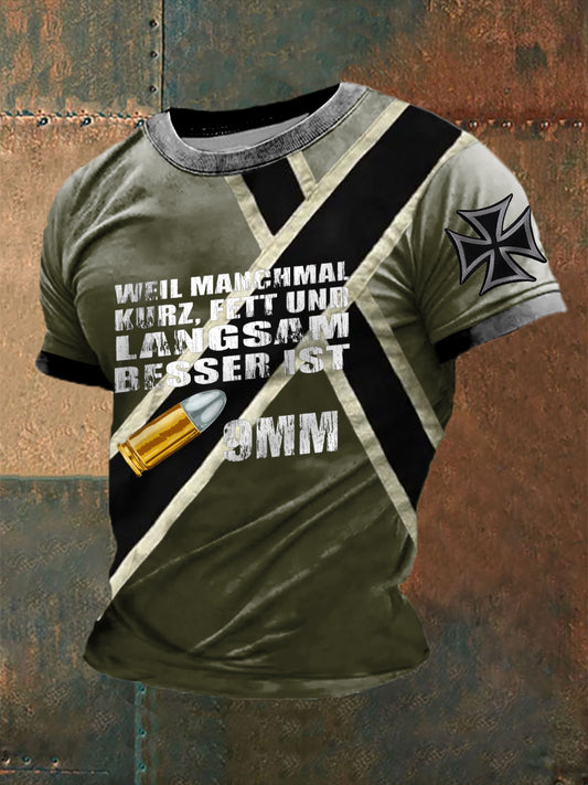 9mm bedrucktes Kurzarm-T-Shirt für Männer