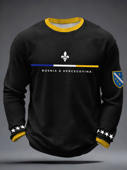 Herren Bosnien ZMAJEVI Fußballfan bedruckte Waffelpullover