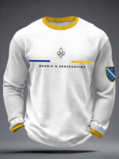 Herren Bosnien ZMAJEVI Fußballfan bedruckte Waffelpullover