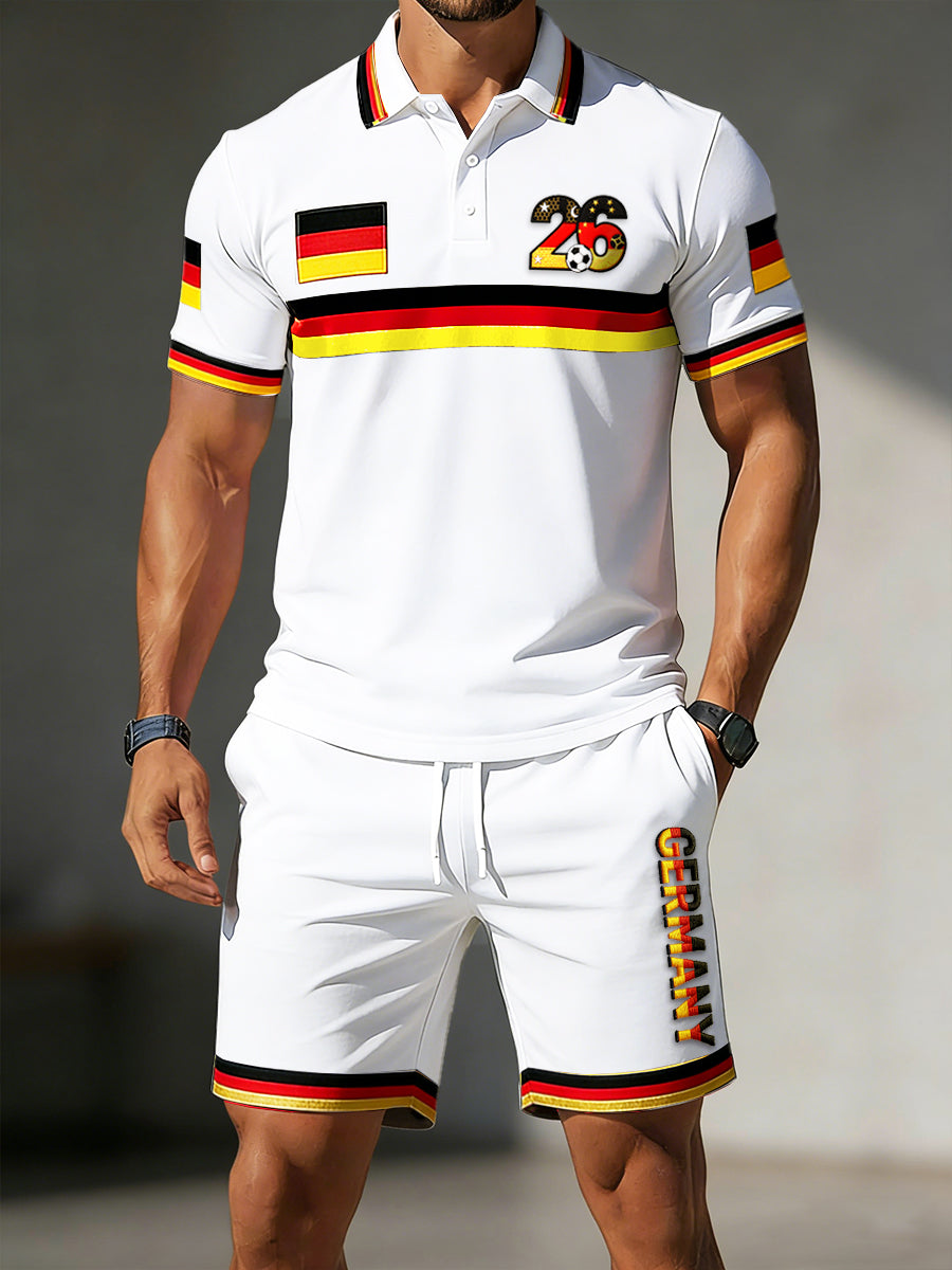Männer deutsche Flagge Fußball 2026 Weiß Casual Polo Shirt und Shorts ...