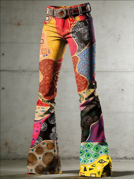 Künstlerische Hosen mit Blumen druck