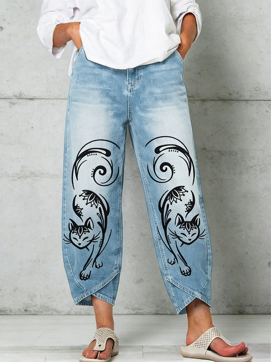 Damenhose mit Tiermotiv-Print