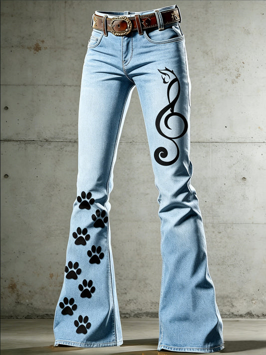Damenhose mit Animal-Print und ausgestelltem Schnitt