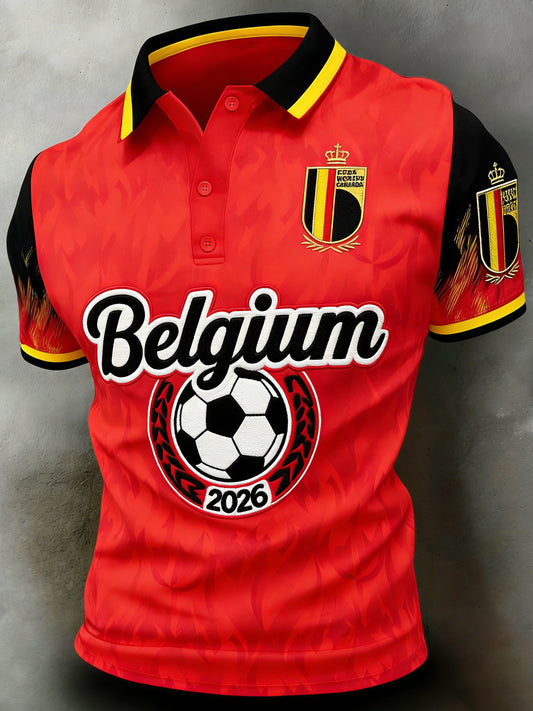 Herren Belgien Fußballspiel Jubel Kunstdruck Fan-Polo