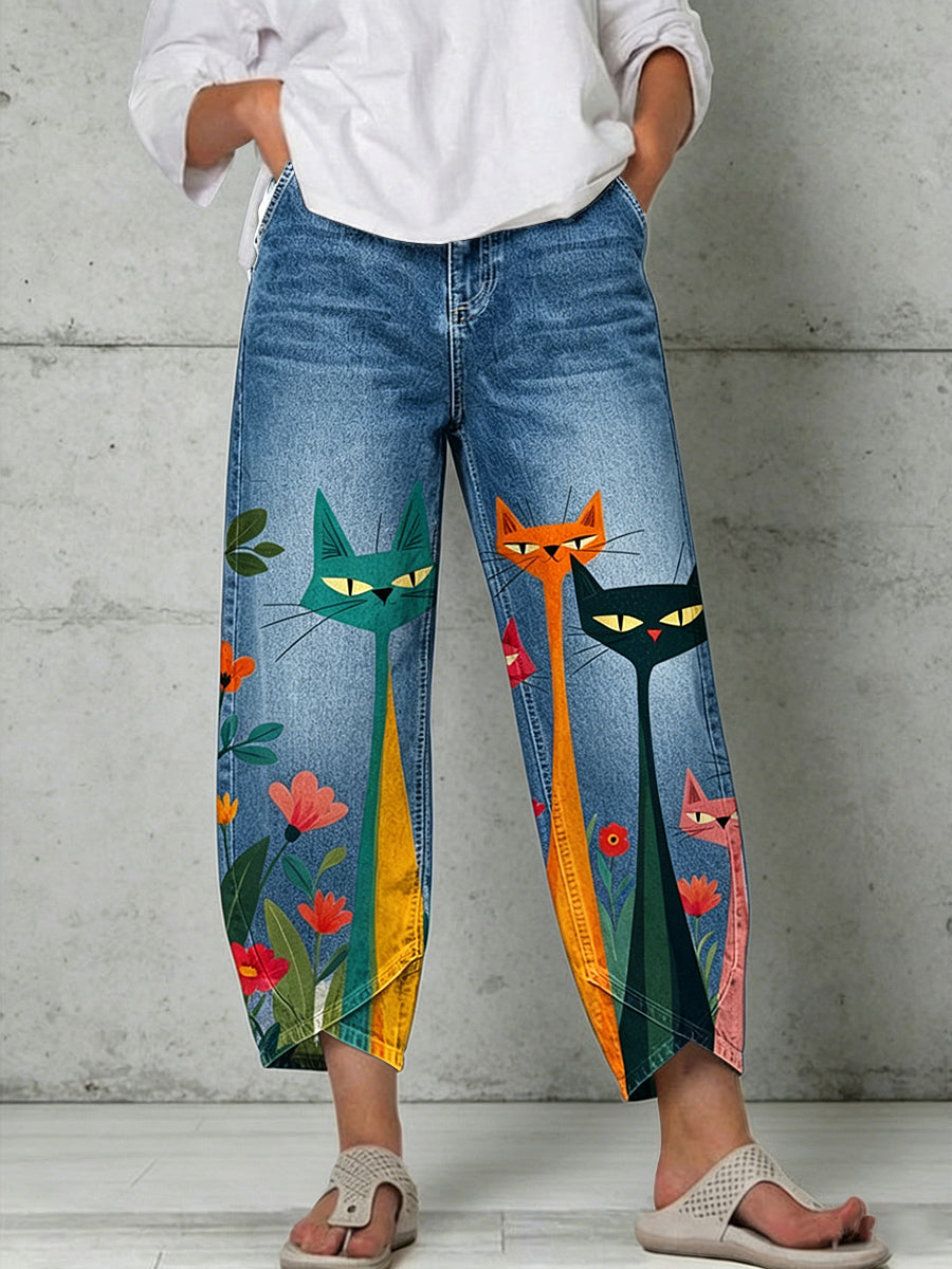 Damenhose mit Tiermotiv-Print