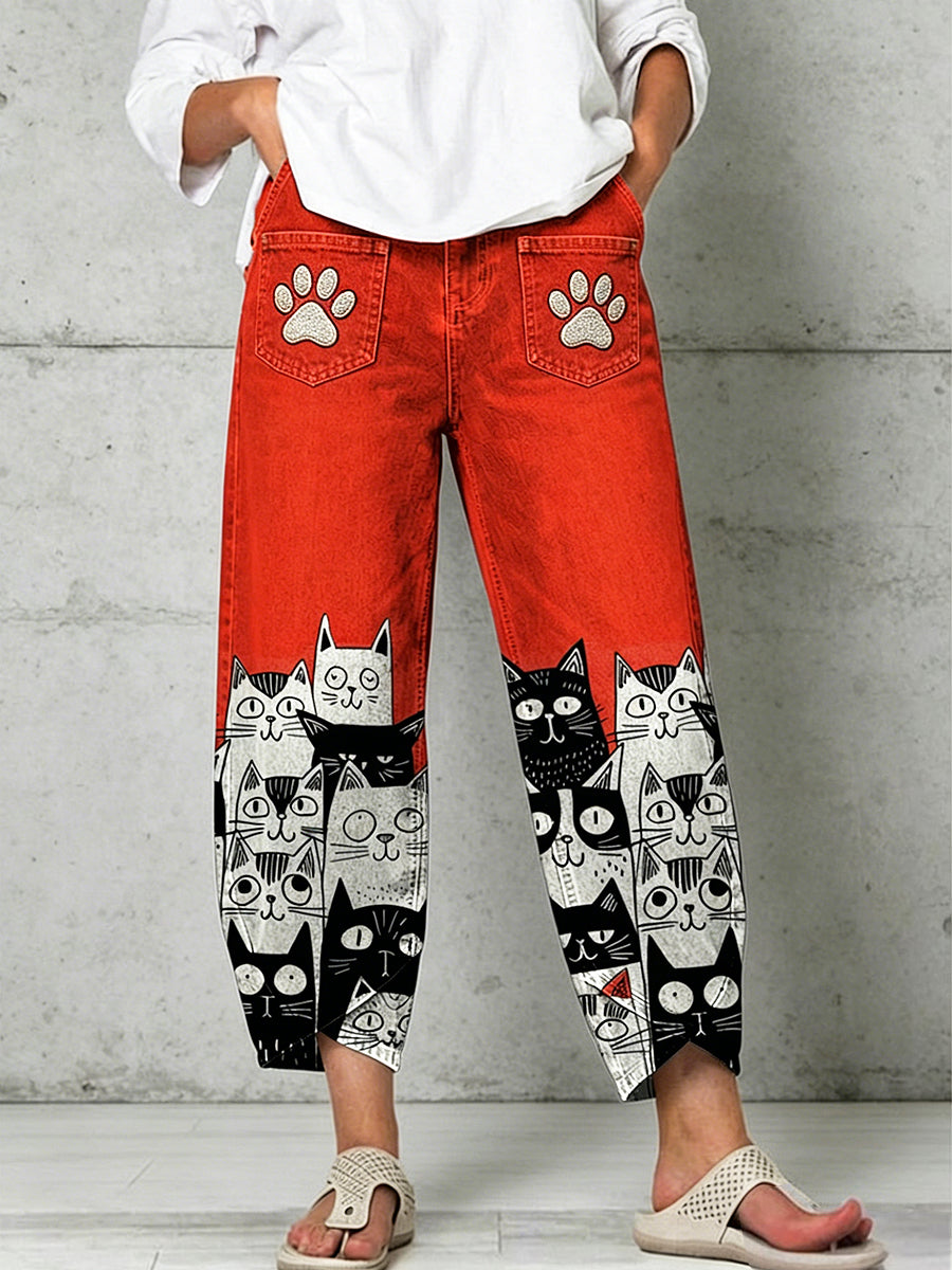 Damenhose mit Tiermotiv-Print