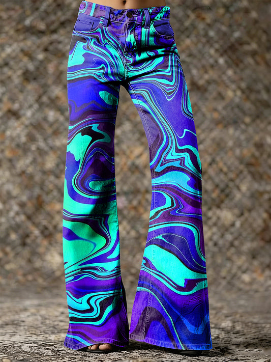 Damen-Hose mit psychedelischem Kunst-Druck