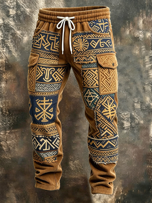 Herren Retro Urlaub Business Wikinger-Kunstdruck Freizeit-Arbeitskleidung Hose