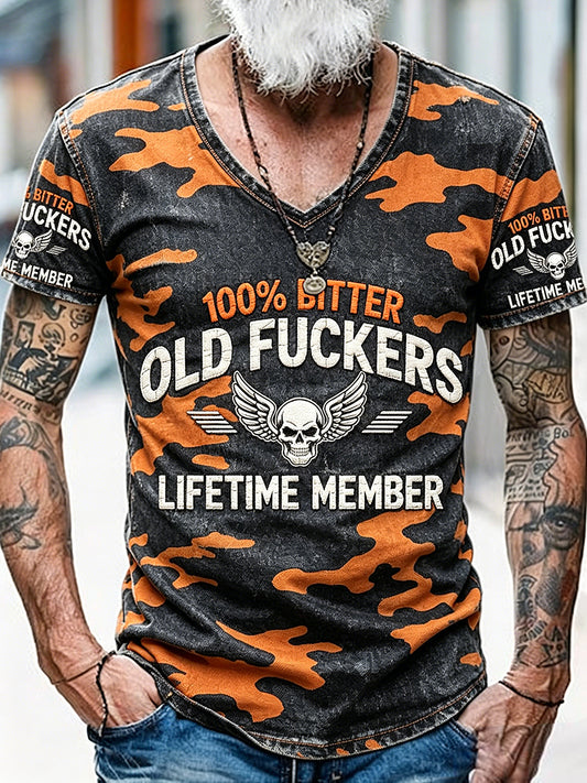 Alter-Scheißer-Club Gedrucktes Vintage-Mode-Loses Kurzarm-T-Shirt