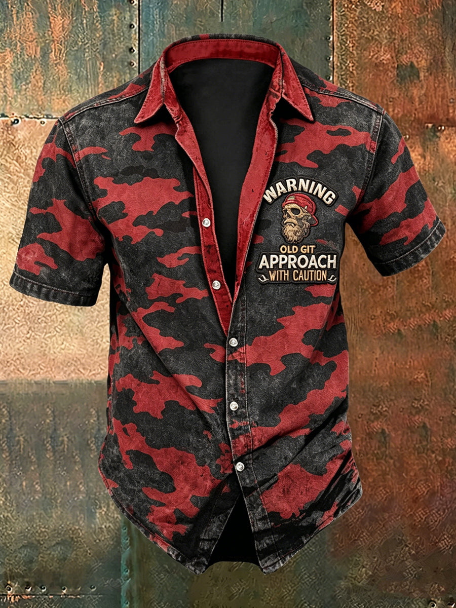 Herren-Old-Fuckers-Club-Print lässiges Kurzarm-Shirt