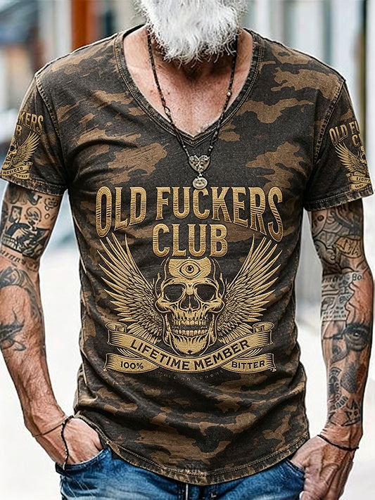 Alt Fuckers Club gedruckt Vintage Mode Lose Kurzarm T-Shirt