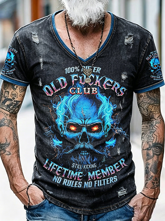 Alter-Scheißer-Club Gedrucktes Vintage-Mode-Loses Kurzarm-T-Shirt