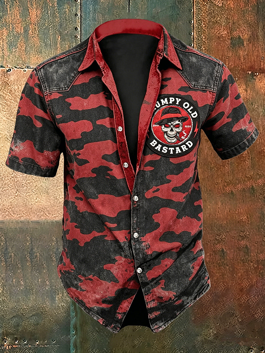 Herren-Old-Fuckers-Club-Print lässiges Kurzarm-Shirt