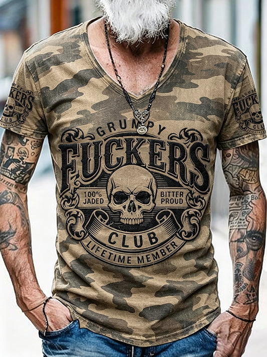 Alter-Scheißer-Club Gedrucktes Vintage-Mode-Loses Kurzarm-T-Shirt