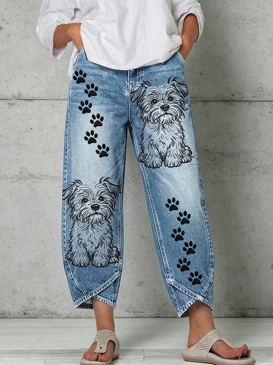 Damenhose mit Tiermotiv-Print