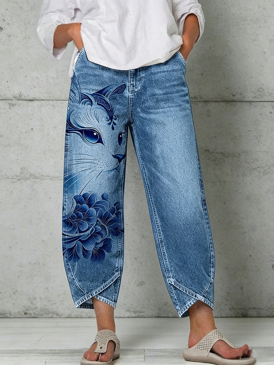 Damenhose mit Tiermotiv-Print