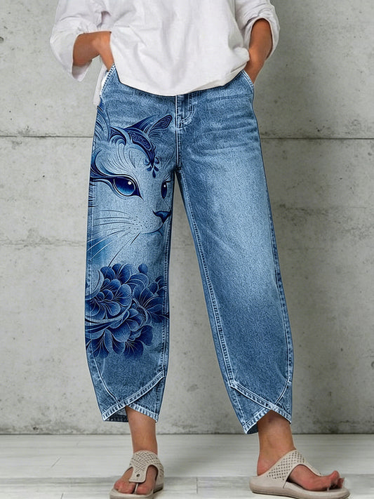 Damenhose mit Tiermotiv-Print
