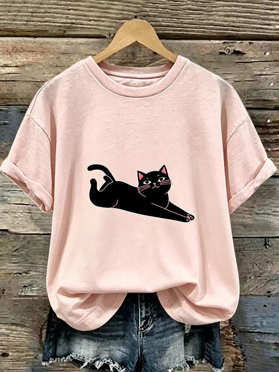 Damen-T-Shirt mit süßem Katzen-Print