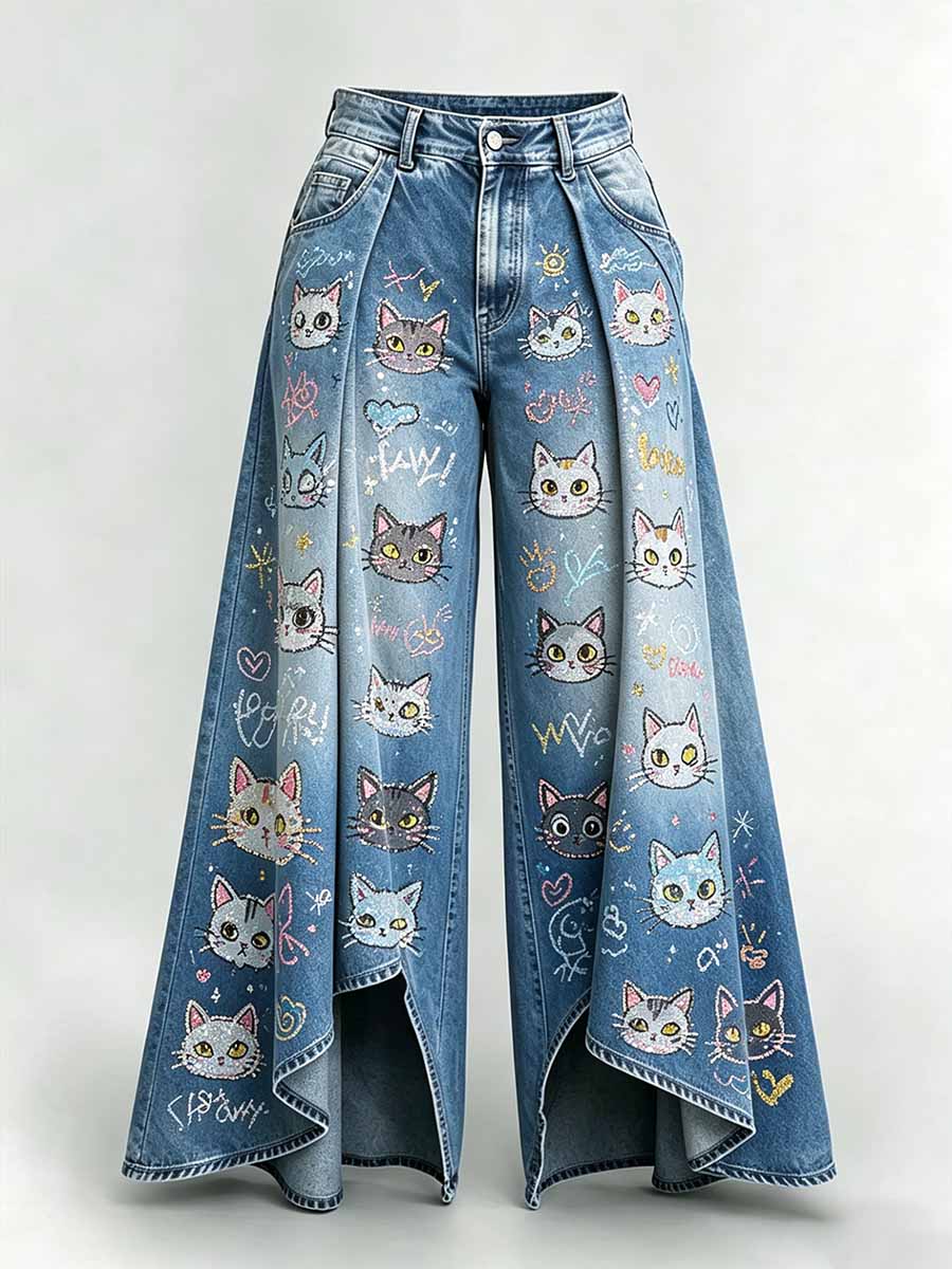 Damenmode Tiermuster Lässige lange Hose