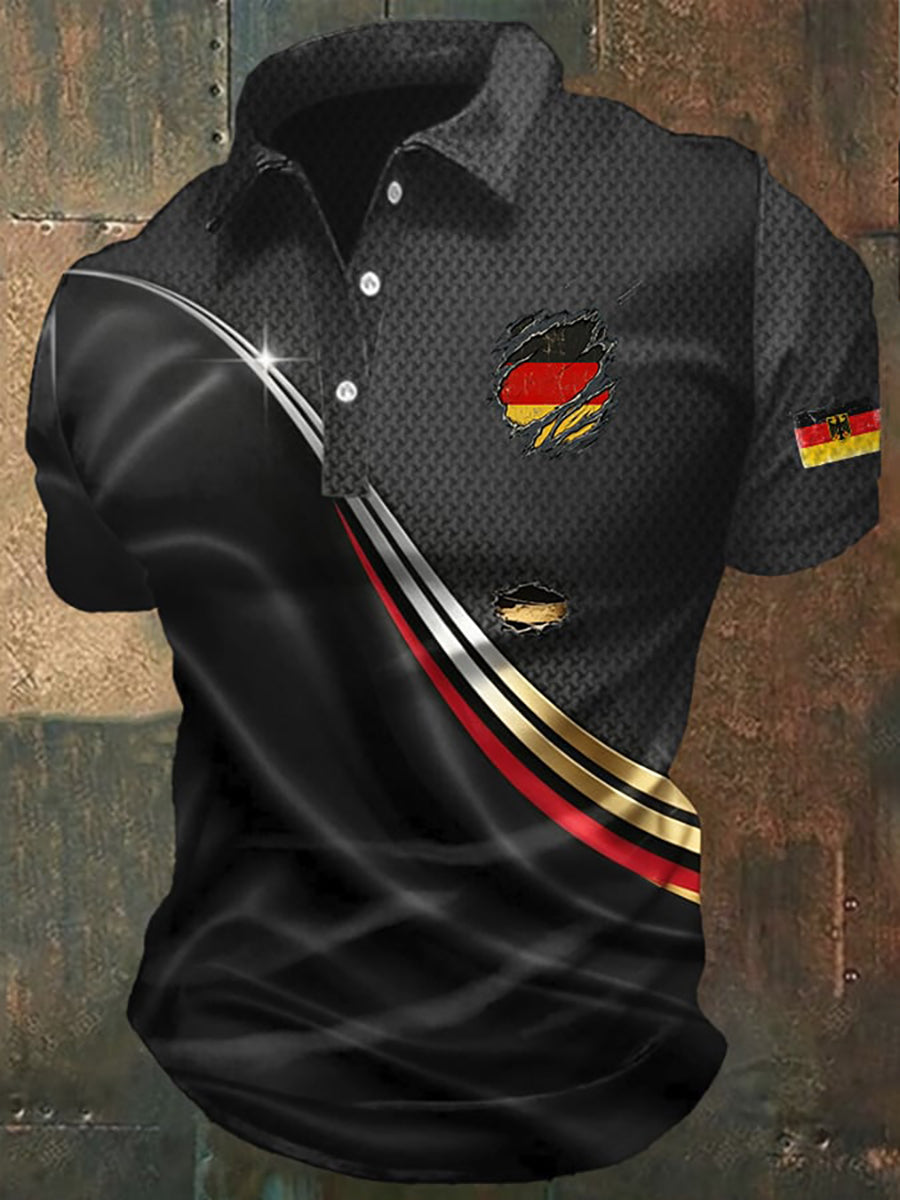 Herren-Fußballfan-Shirt aus Deutschland mit Print und kurzen Ärmeln