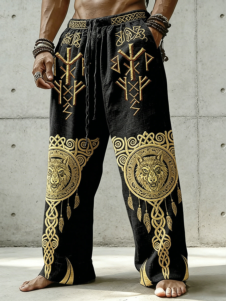 Herren Viking Art bedruckte Baumwoll-und Hanf hosen