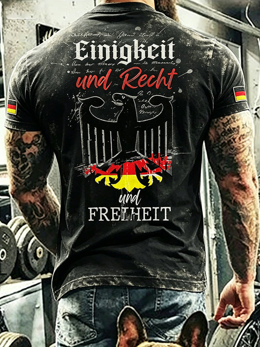 Herren-Used-T-Shirt mit deutschem Motivdruck