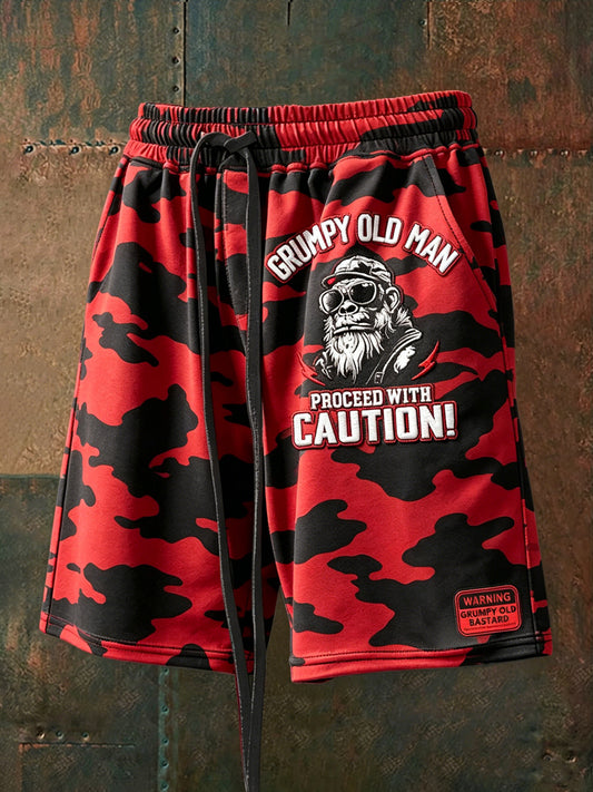 Herren-Old-Fuckers-Club-Print-Lässige Shorts
