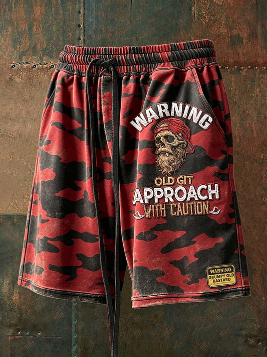 Herren-Old-Fuckers-Club-Print-Lässige Shorts