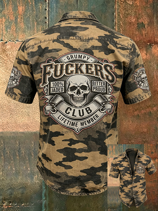 Herren-Old-Fuckers-Club-Print lässiges Kurzarm-Shirt