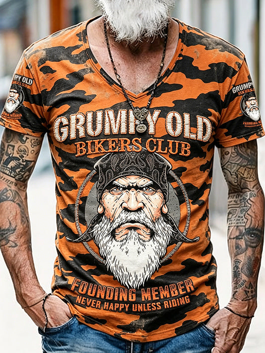 Herren-Old-Fuckers-Club-Print lässiges Kurzarm-Shirt