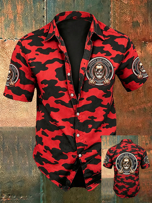 Herren-Old-Fuckers-Club-Print lässiges Kurzarm-Shirt