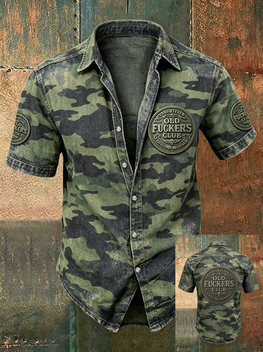 Herren-Old-Fuckers-Club-Print lässiges Kurzarm-Shirt