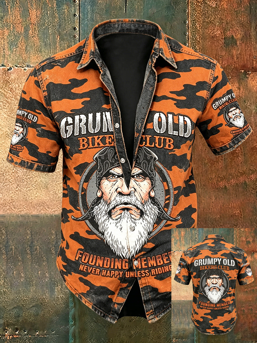 Herren-Old-Fuckers-Club-Print lässiges Kurzarm-Shirt