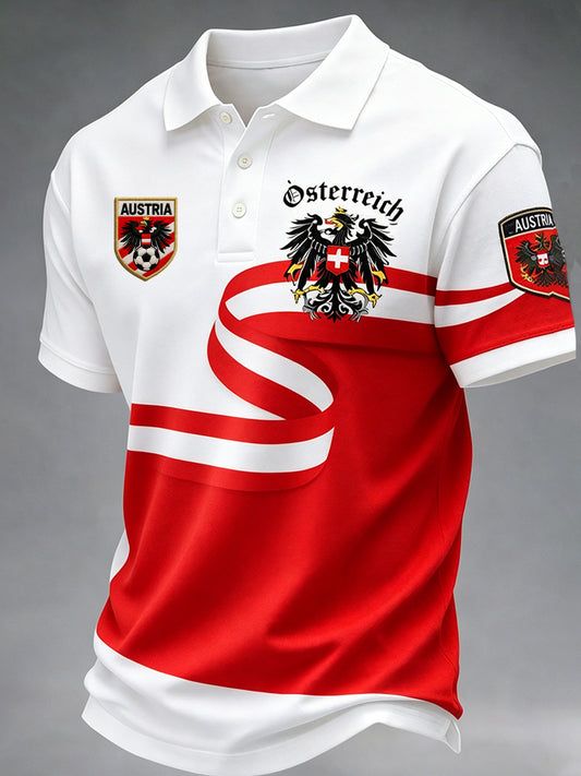 Retro österreichi scher Kunstdruck Casual Polo Shirt